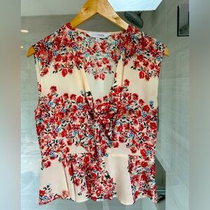 Intermix floral cropped tie-front blouse size 4